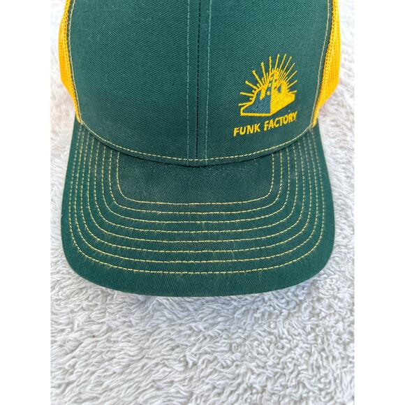 Funk Factory Hat Green Yellow Trucker Cap Snap Back Richardson 112 Adjustable - Picture 5 of 14